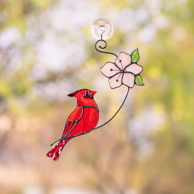 cardinal decor made of modern stained glass
