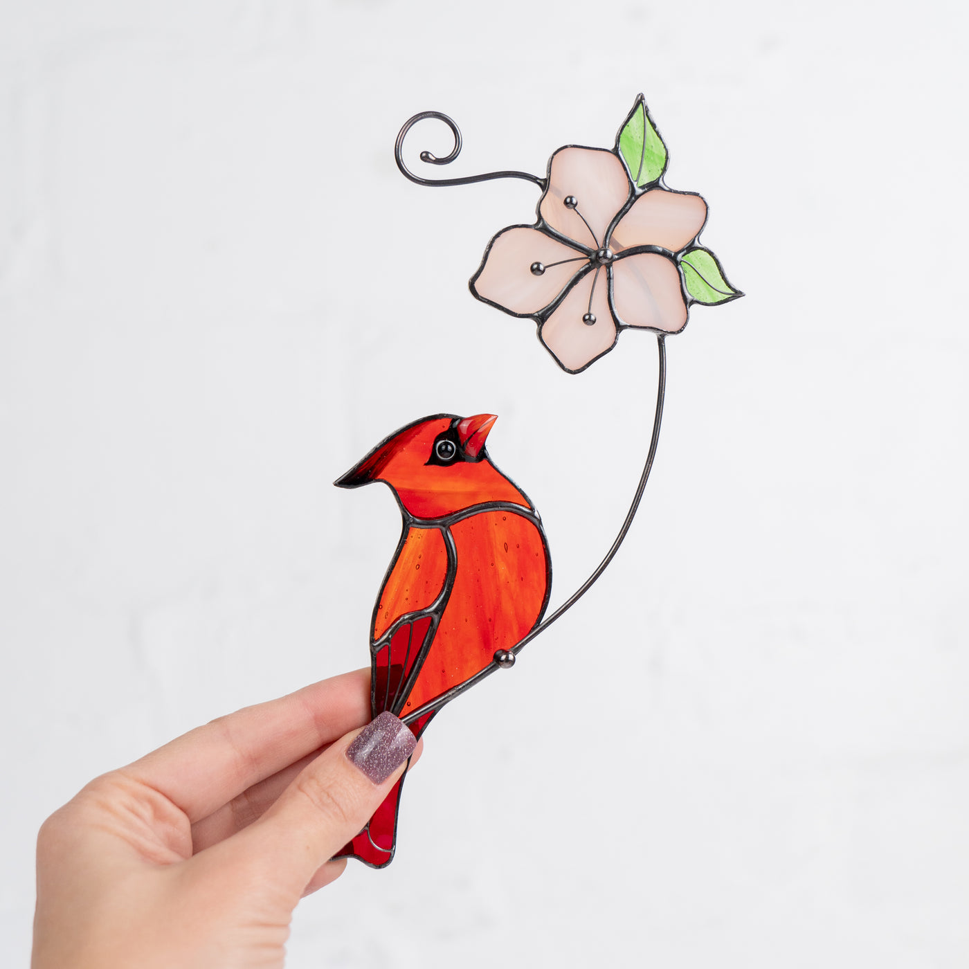 cardinal stained glass suncatcher
