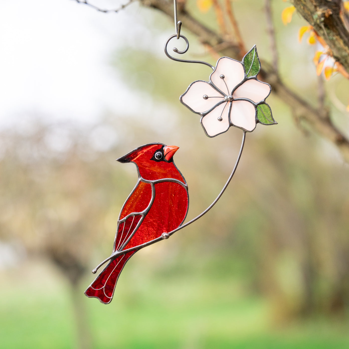 cardinal art made of modern stained glass
