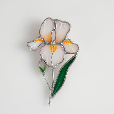 Zoomed stained glass iris brooch