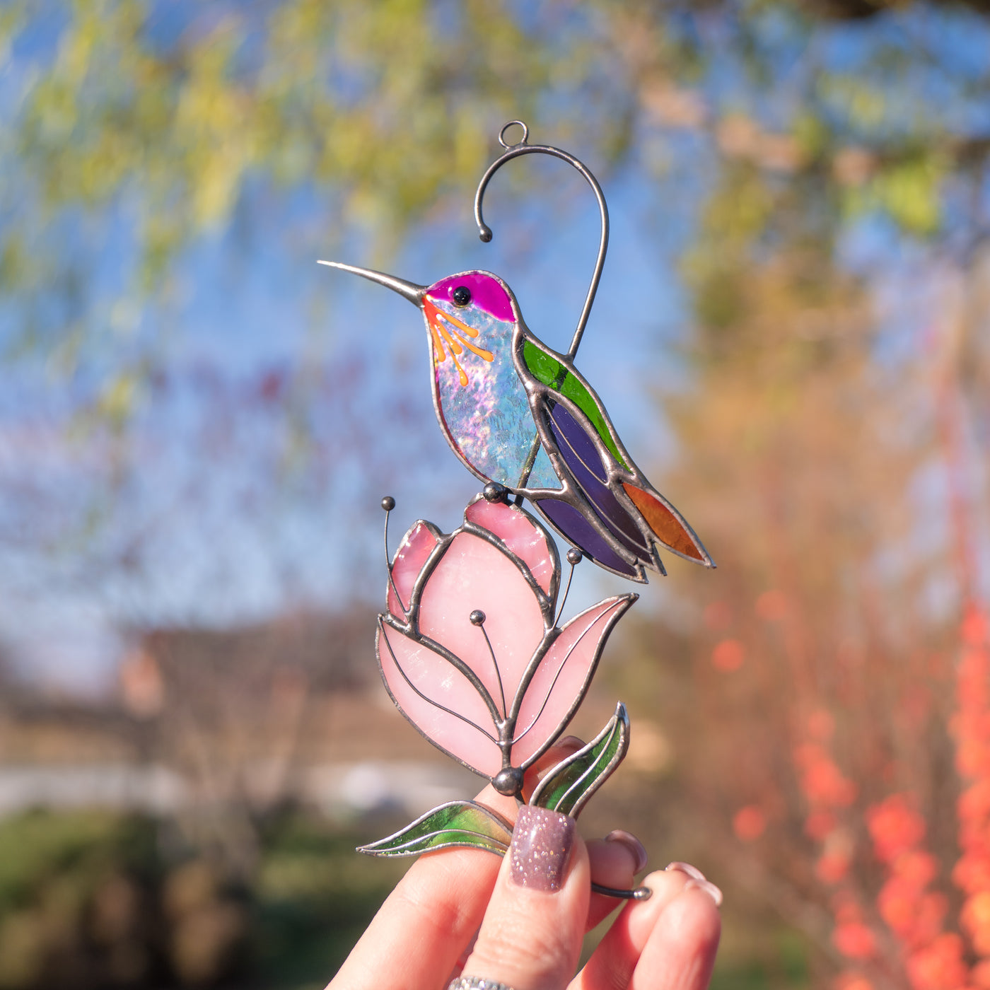 handmade glass bird decor for outdoor
