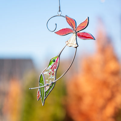 handmade glass hummingbird light catcher 