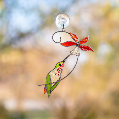 modern stained glass bird suncatcher