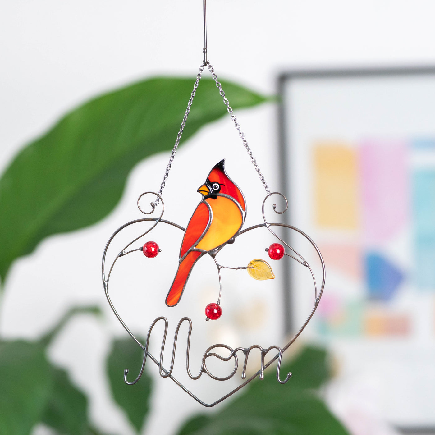personalized gift of cardinal light catcher for mom