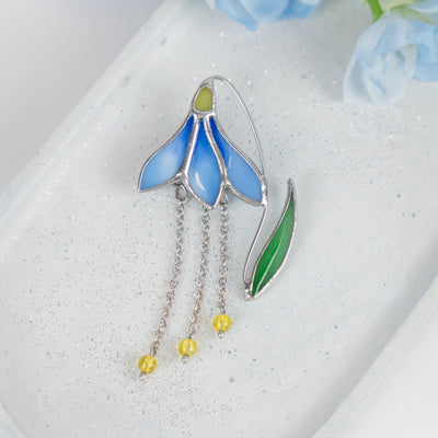 handcrafted glass blue scilla pin
