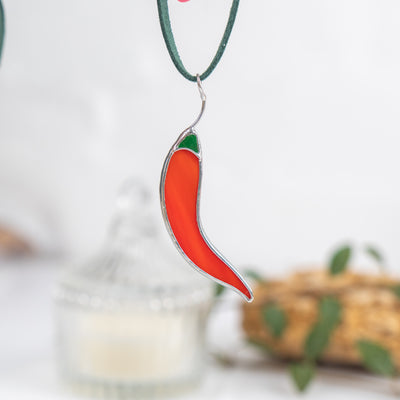 stained glass pepper pendant 