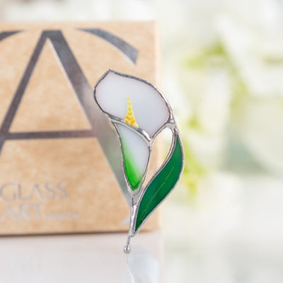 Stained glass calla flower brooch