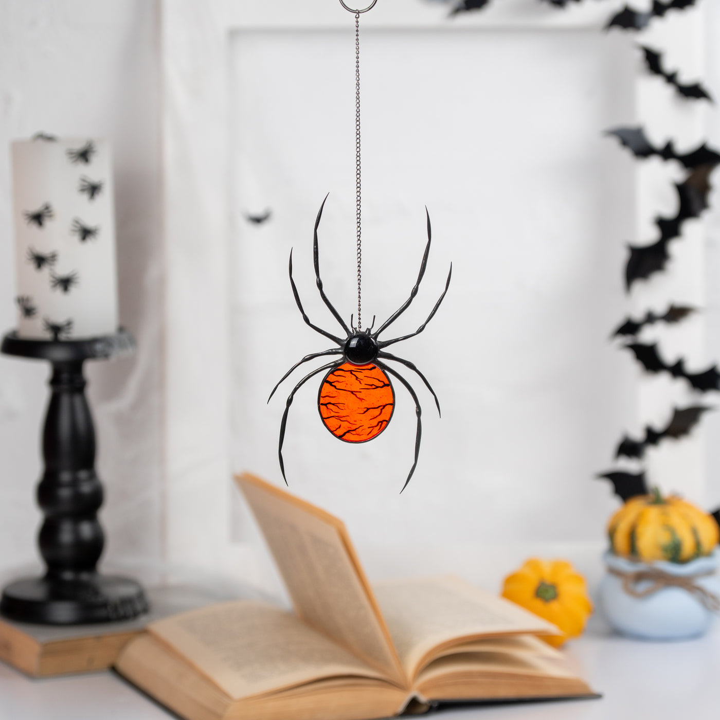 stained glass spider decor