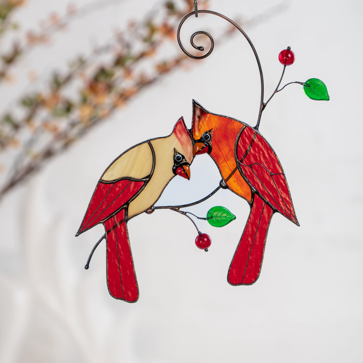 Lady Cardinal on a Branch - Stained Glass cheapest Suncatcher - Original Design