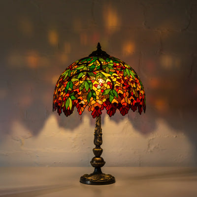 flowers on the lampshade made of stained glass