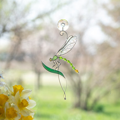 Modern stained glass dragonfly