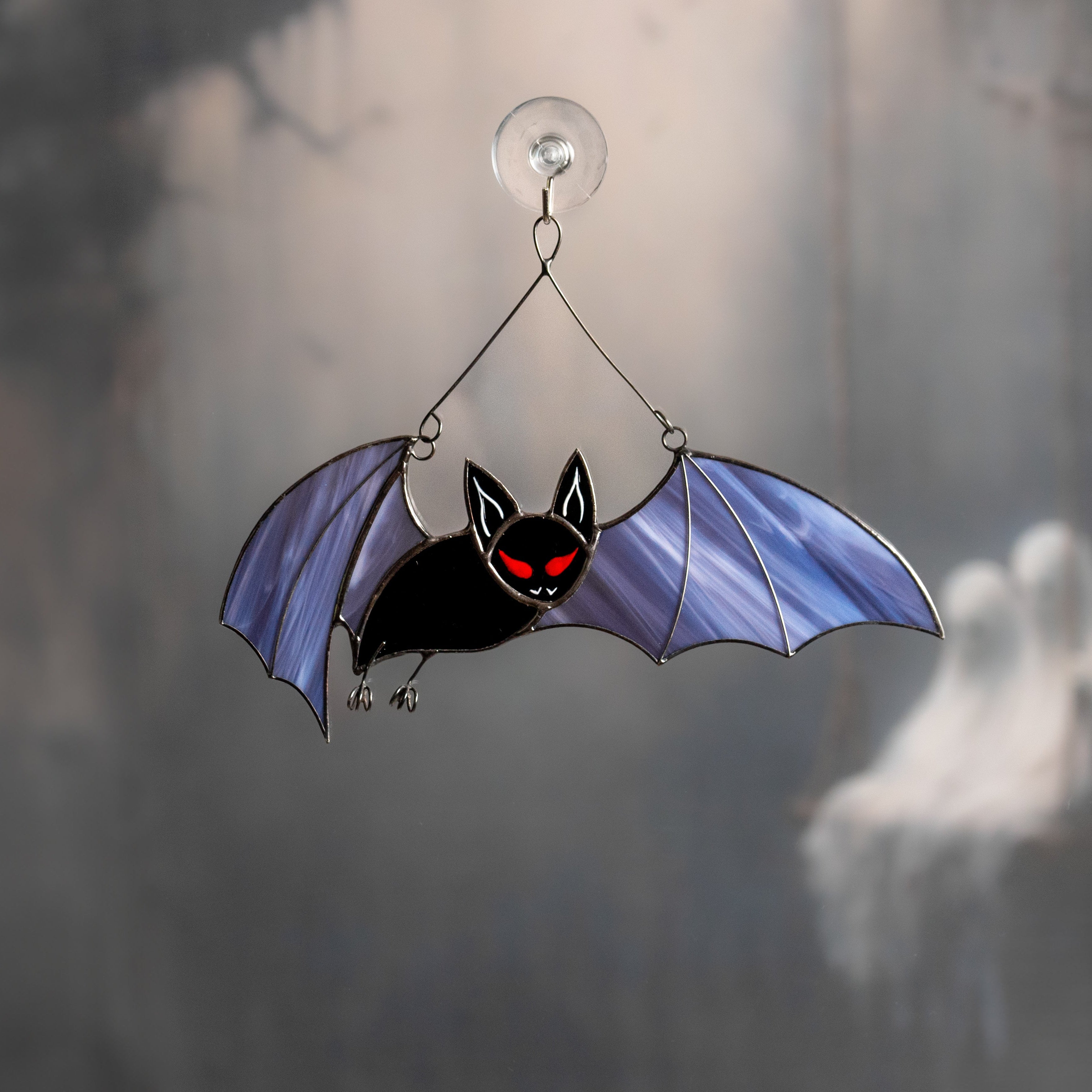 Dark Flying Bat - Stained Glass Suncatcher