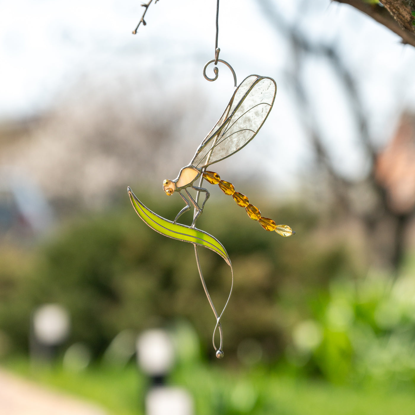 handmade glass yellow fly insect