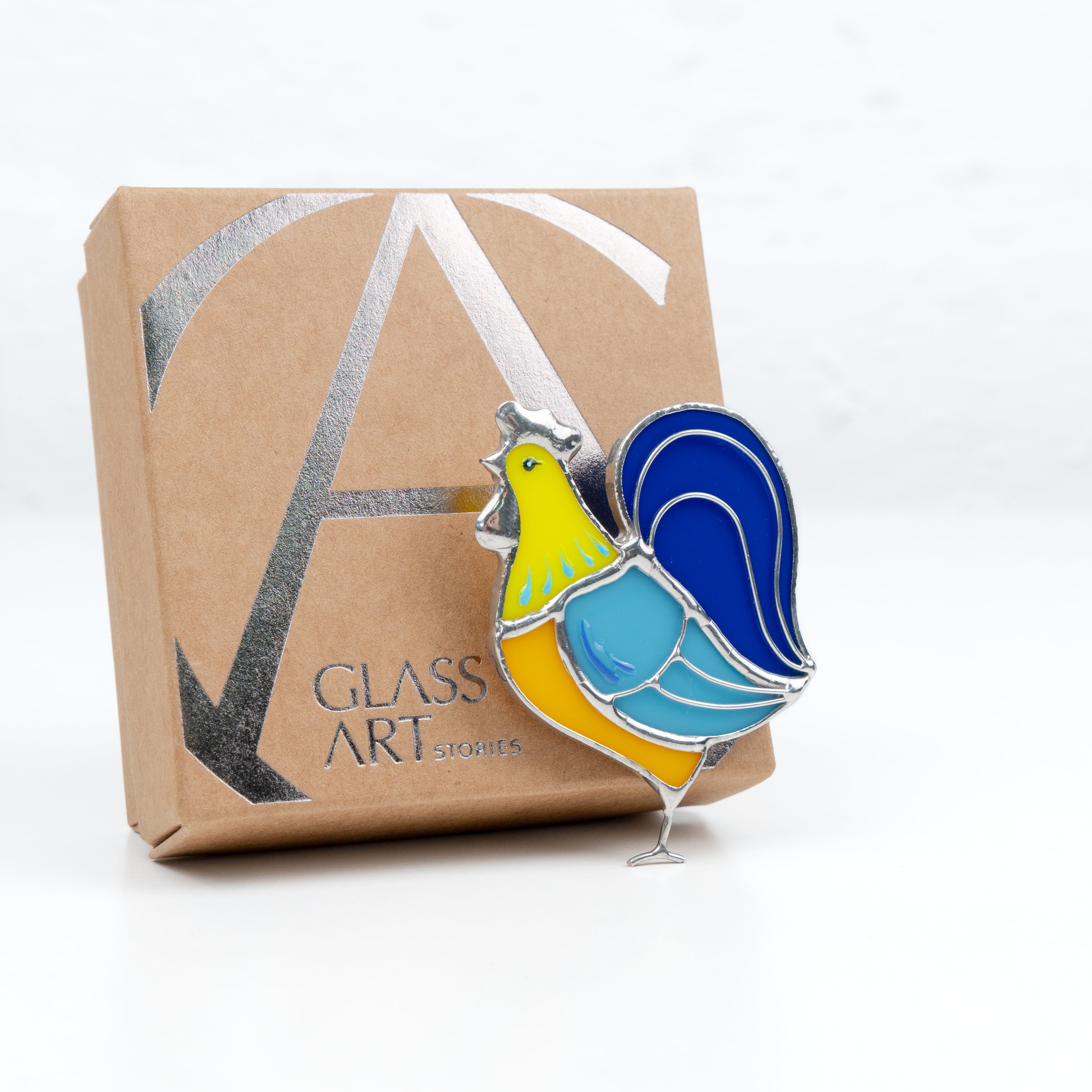 Rooster UA - Stained Glass Brooch