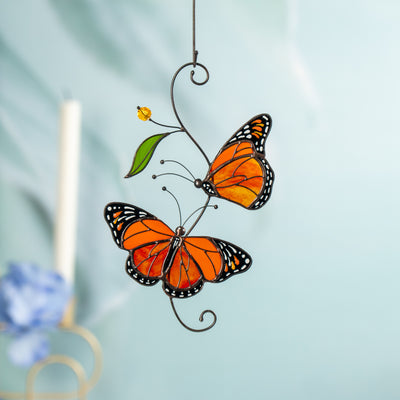 monarchs butterflies stained glass suncatcher