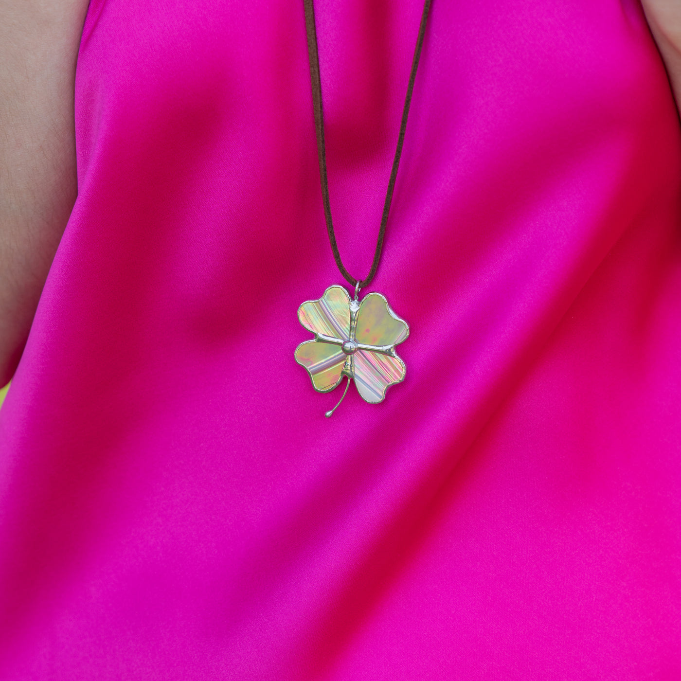 white clover stained glass jewelry
