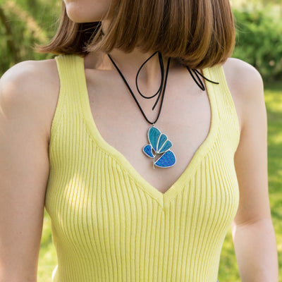 stained glass flower necklace