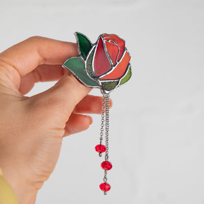 handmade glass red rose accessory