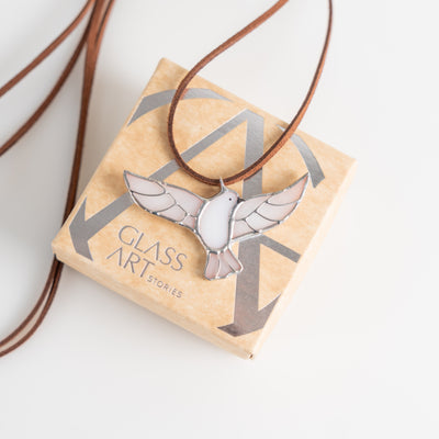 peace dove charm made of modern stained glass