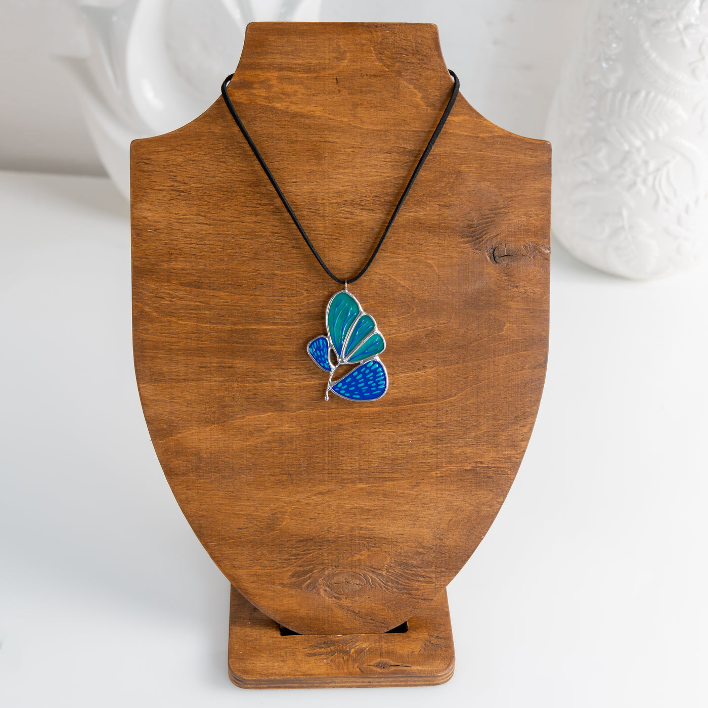 stained glass birth flower necklace