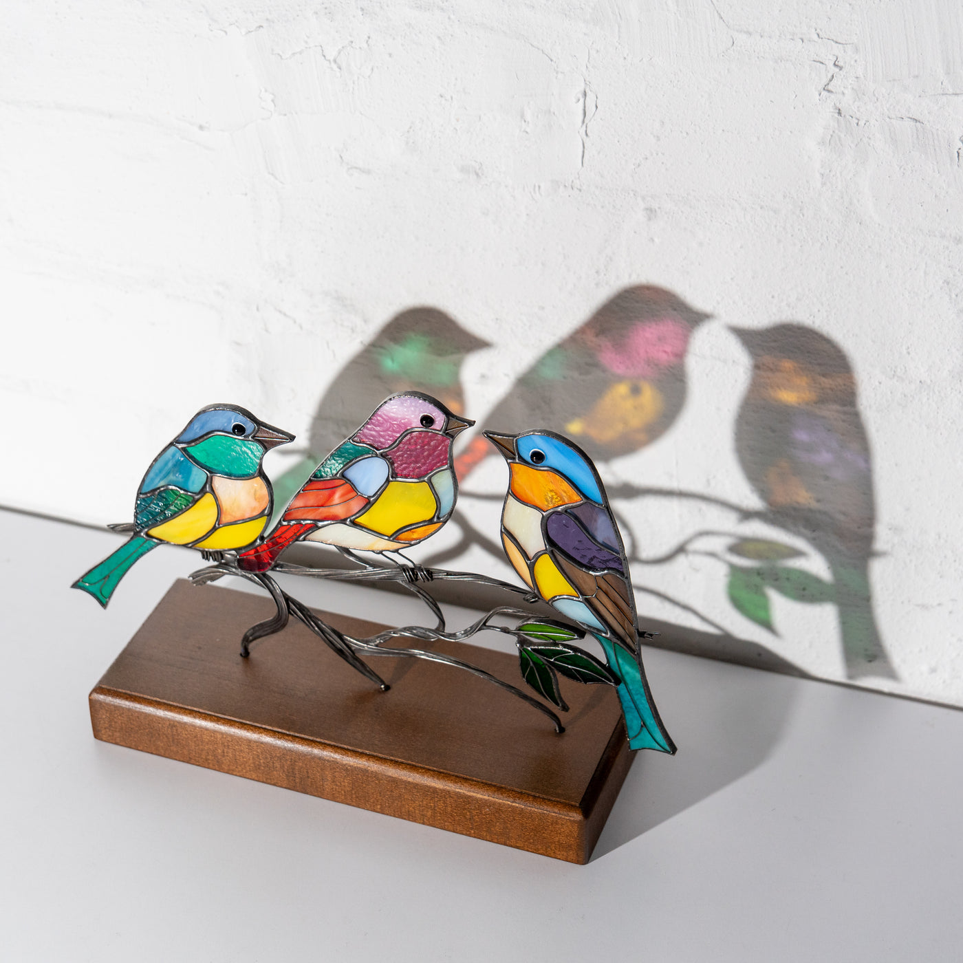 stained glass birds decor for office