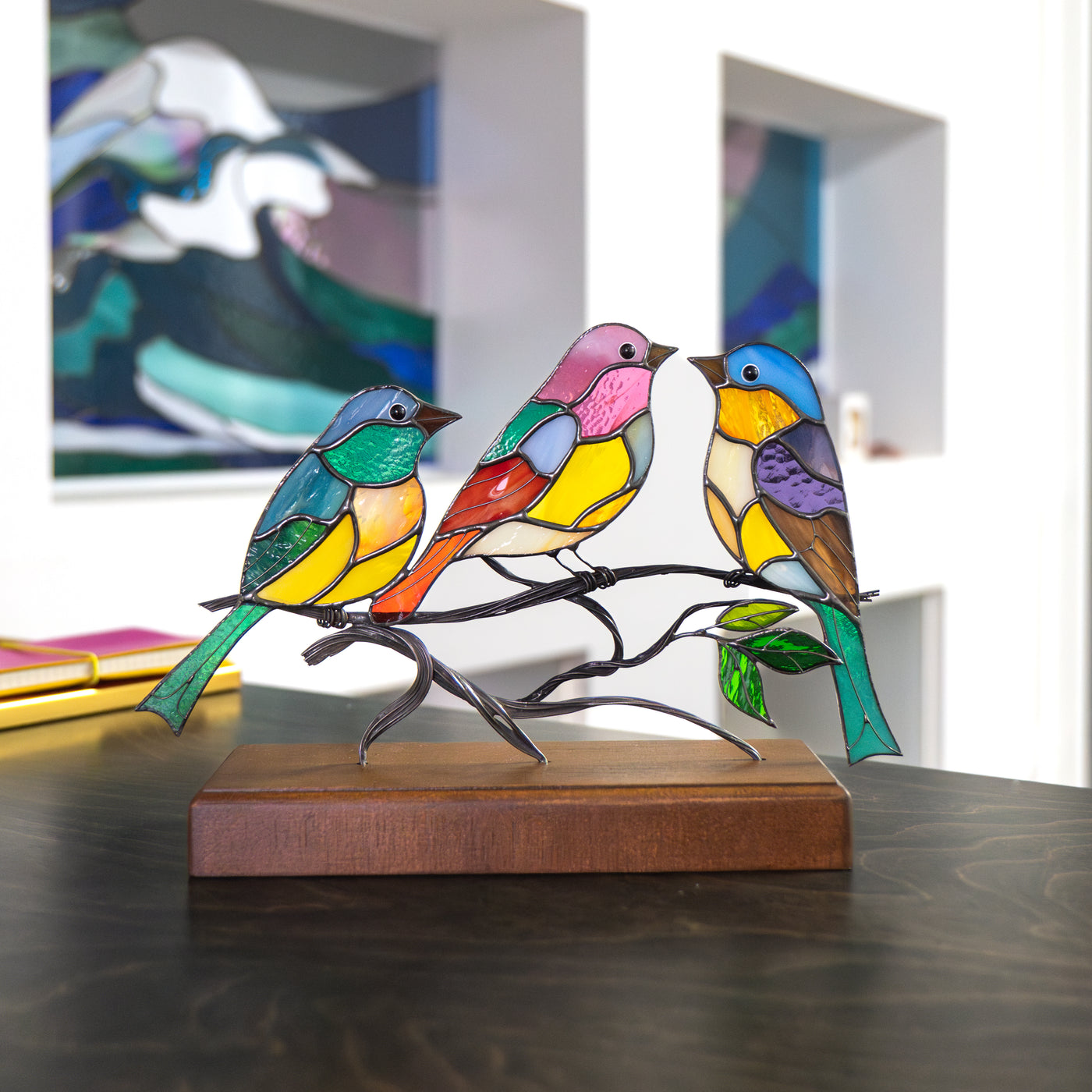 modern stained glass birds decoration for interior