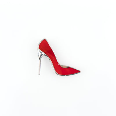 Stained glass red high heels shoes brooch for women
