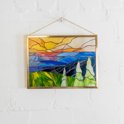 Mountain stained glass panel