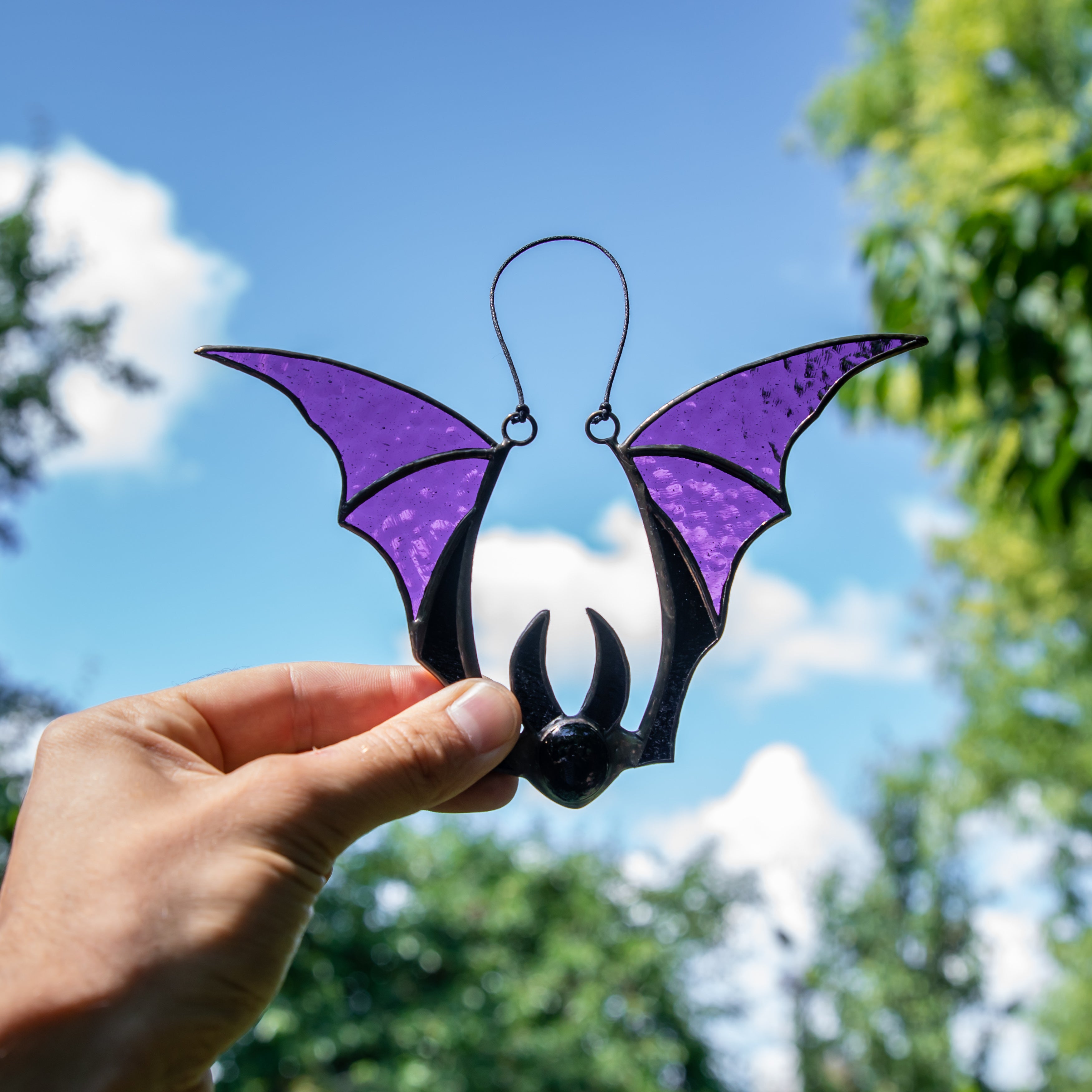 Purple Bat Vampire - Stained Glass Suncatcher