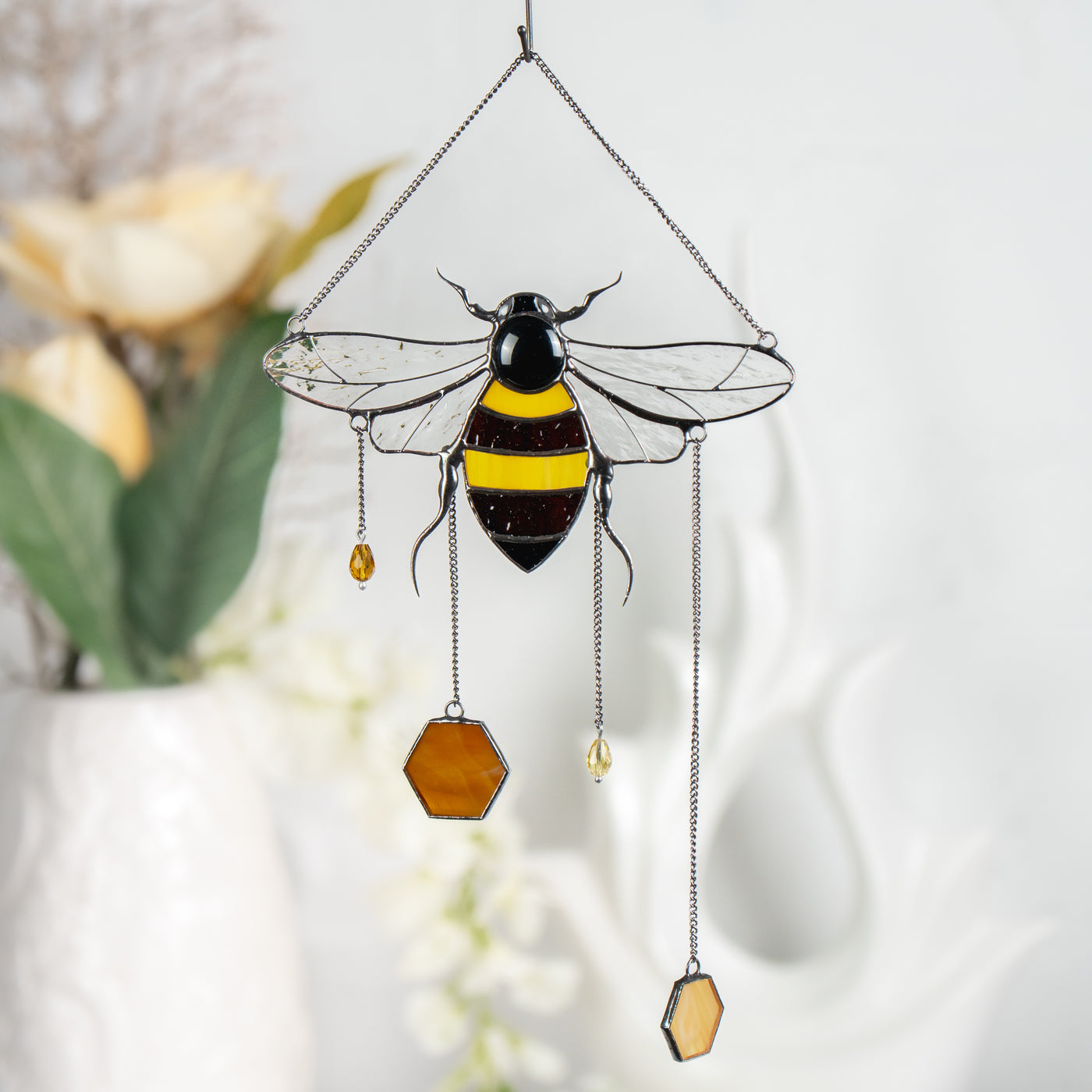 2 Bees With Honeycombs Suncatcher