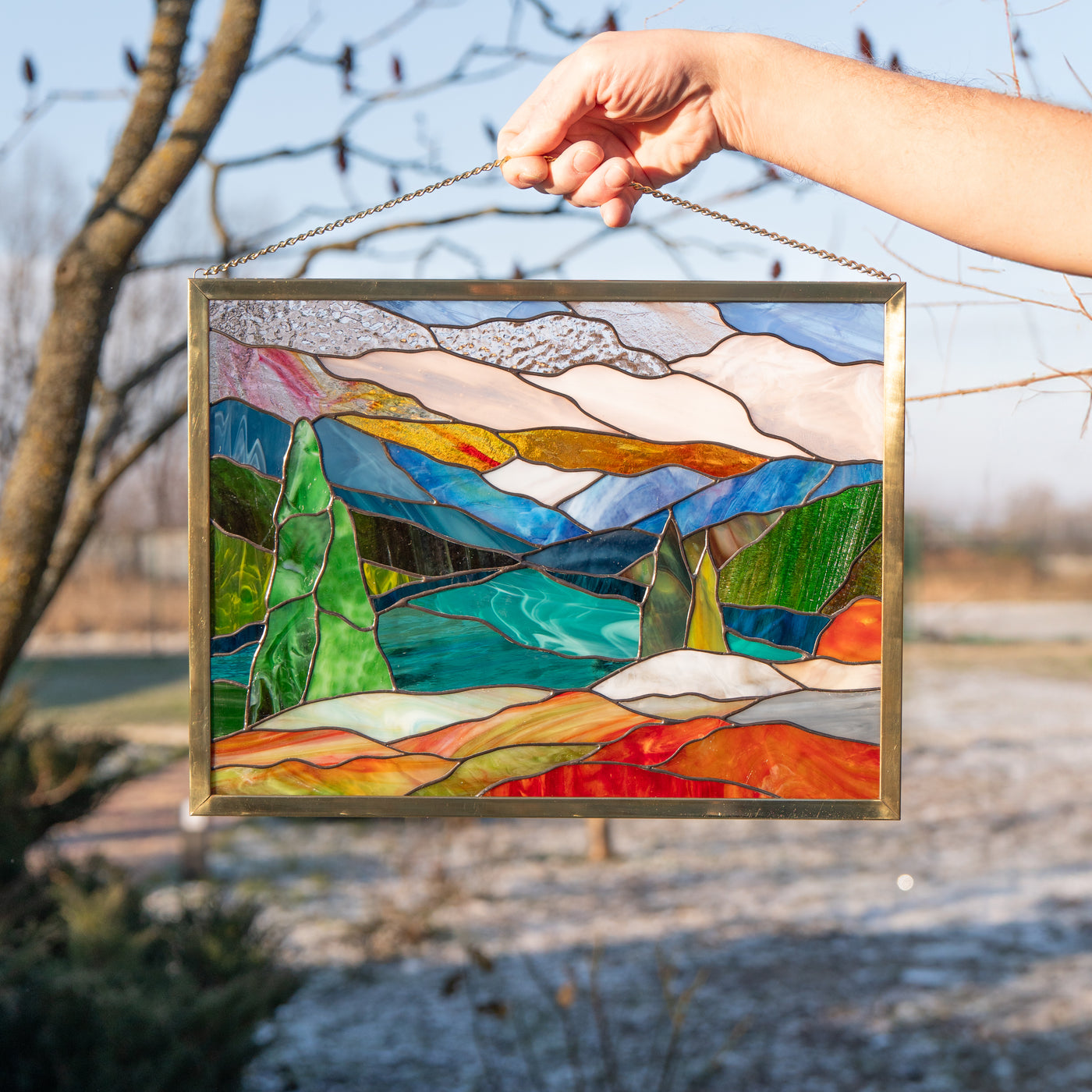 handmade glass panel of Mt.Rainier 