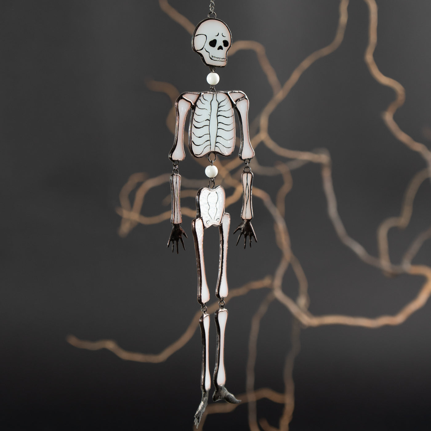 skeleton stained glass light catcher 