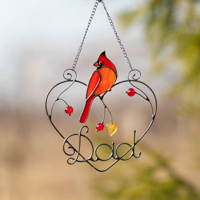 stained glass cardinal bird gift for dad 