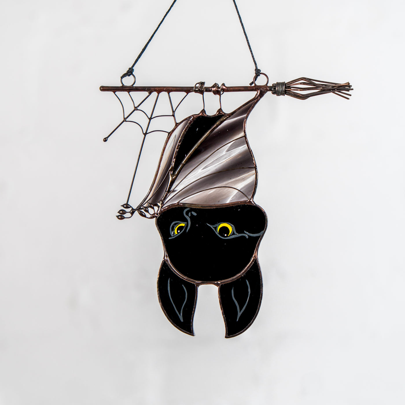 stained glass black bat suncatcher