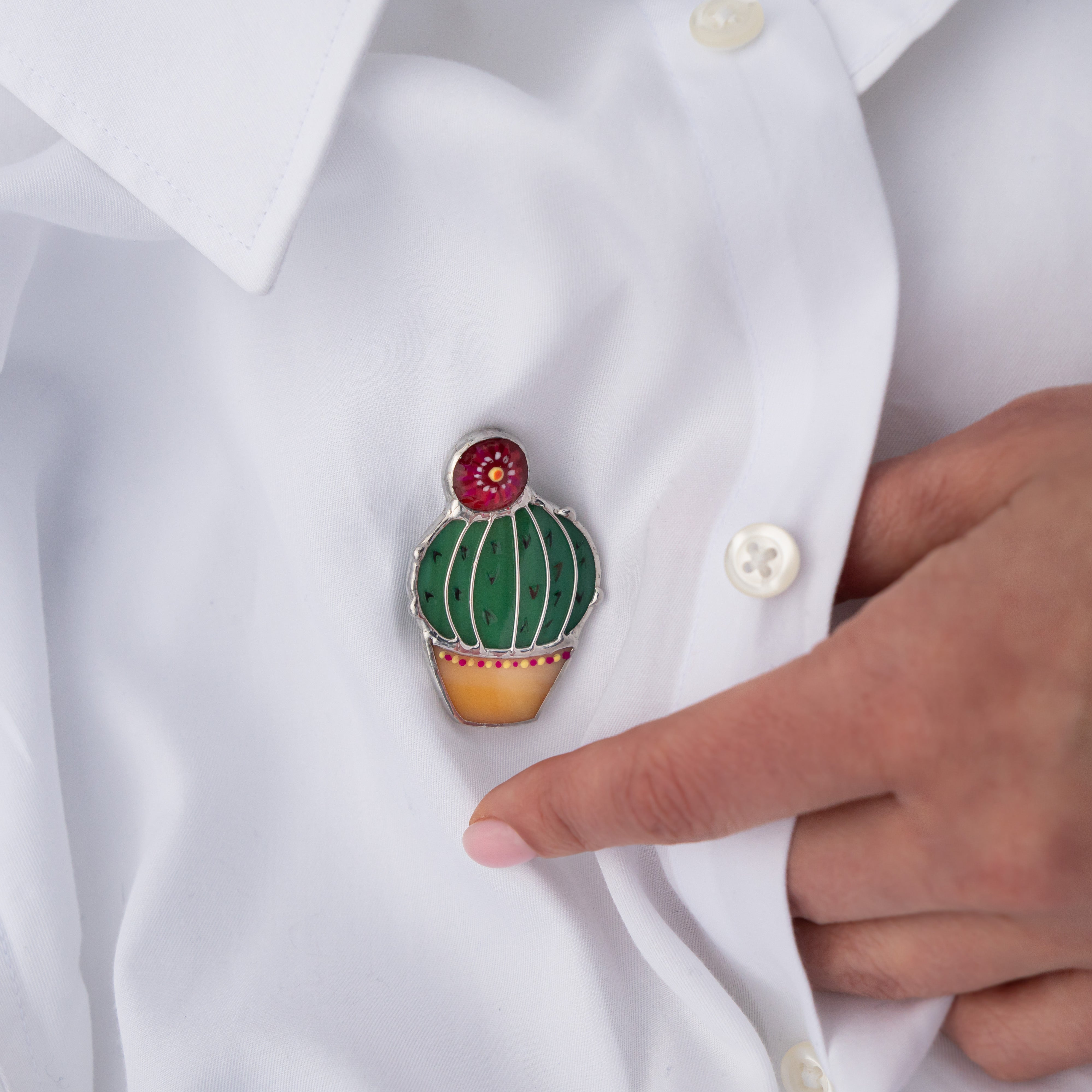 Cactus - Stained Glass Brooch