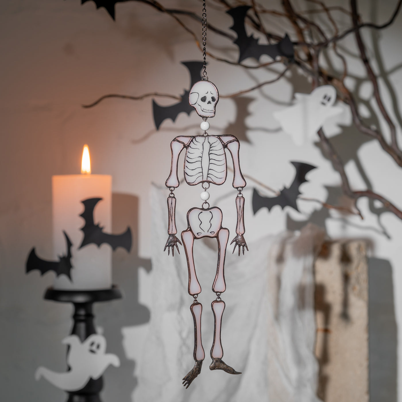 Skeleton miniature made of stained glass