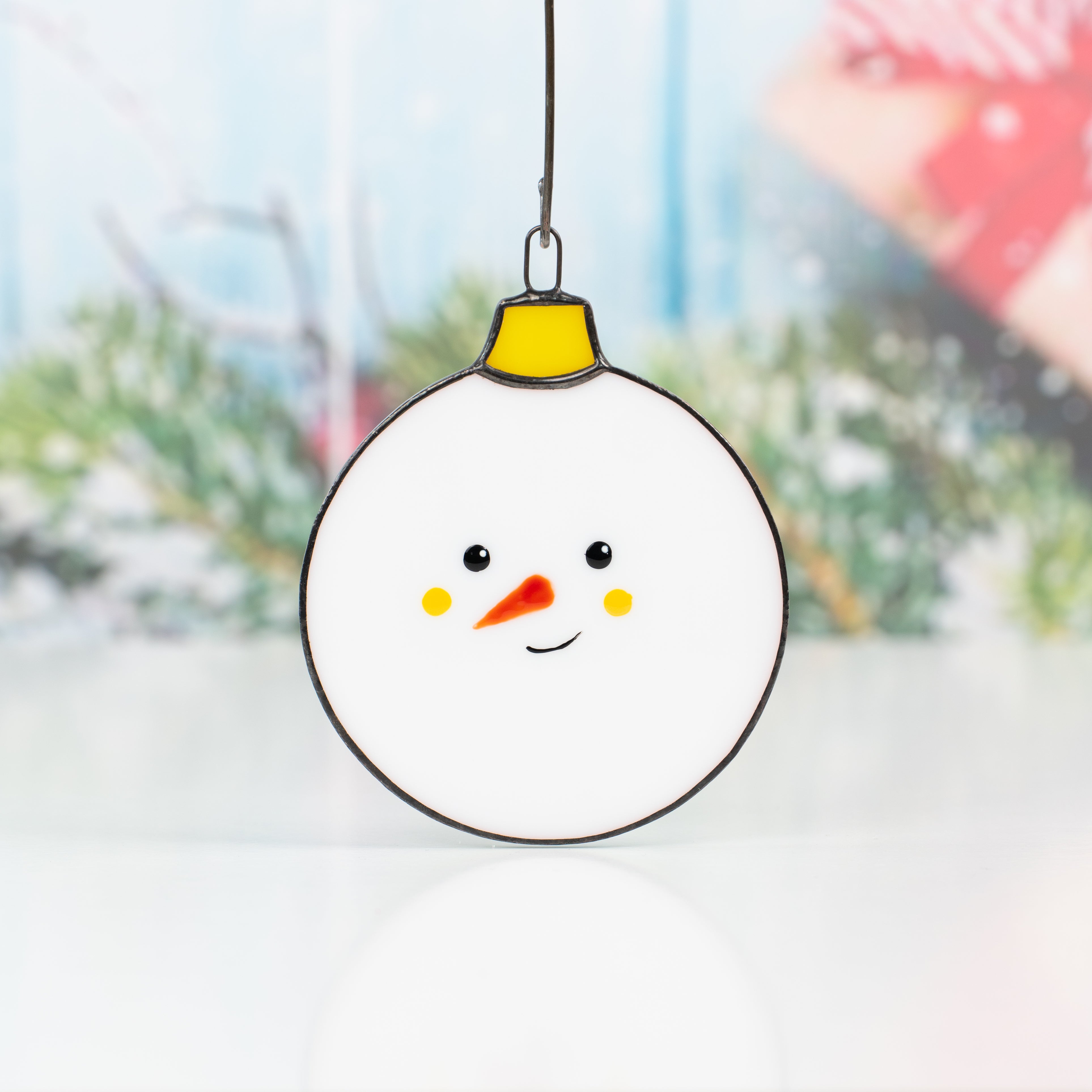 Round Reindeer Suncatcher Christmas stained glass