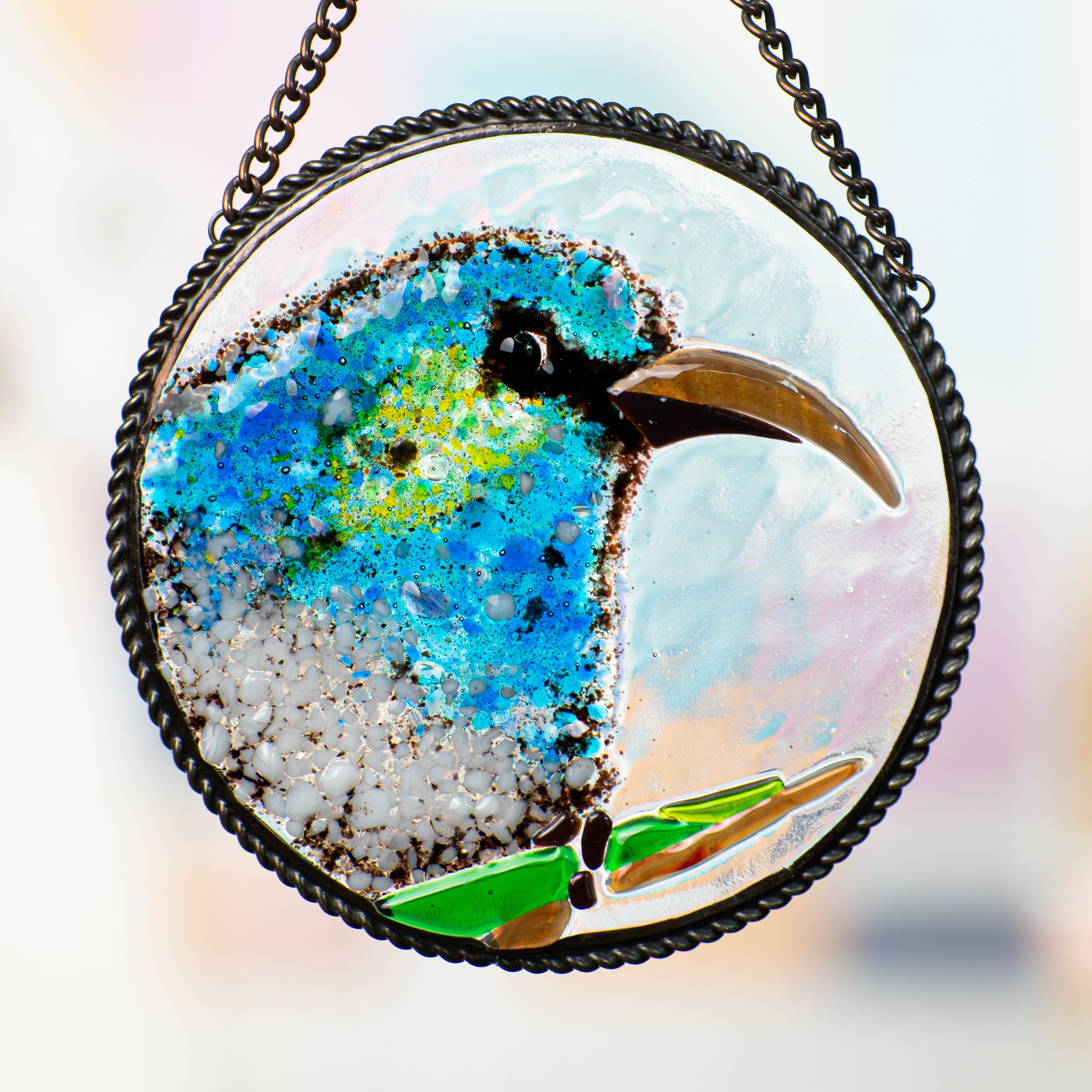 Colorful Bird - Fused Glass Panel