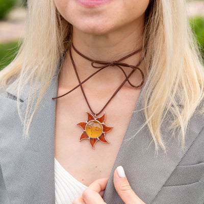 Stained glass sunshine necklace