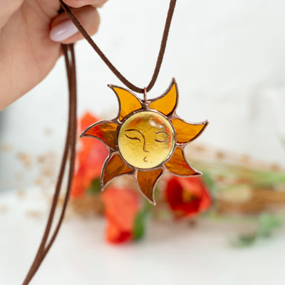 handmade glass sun pendant