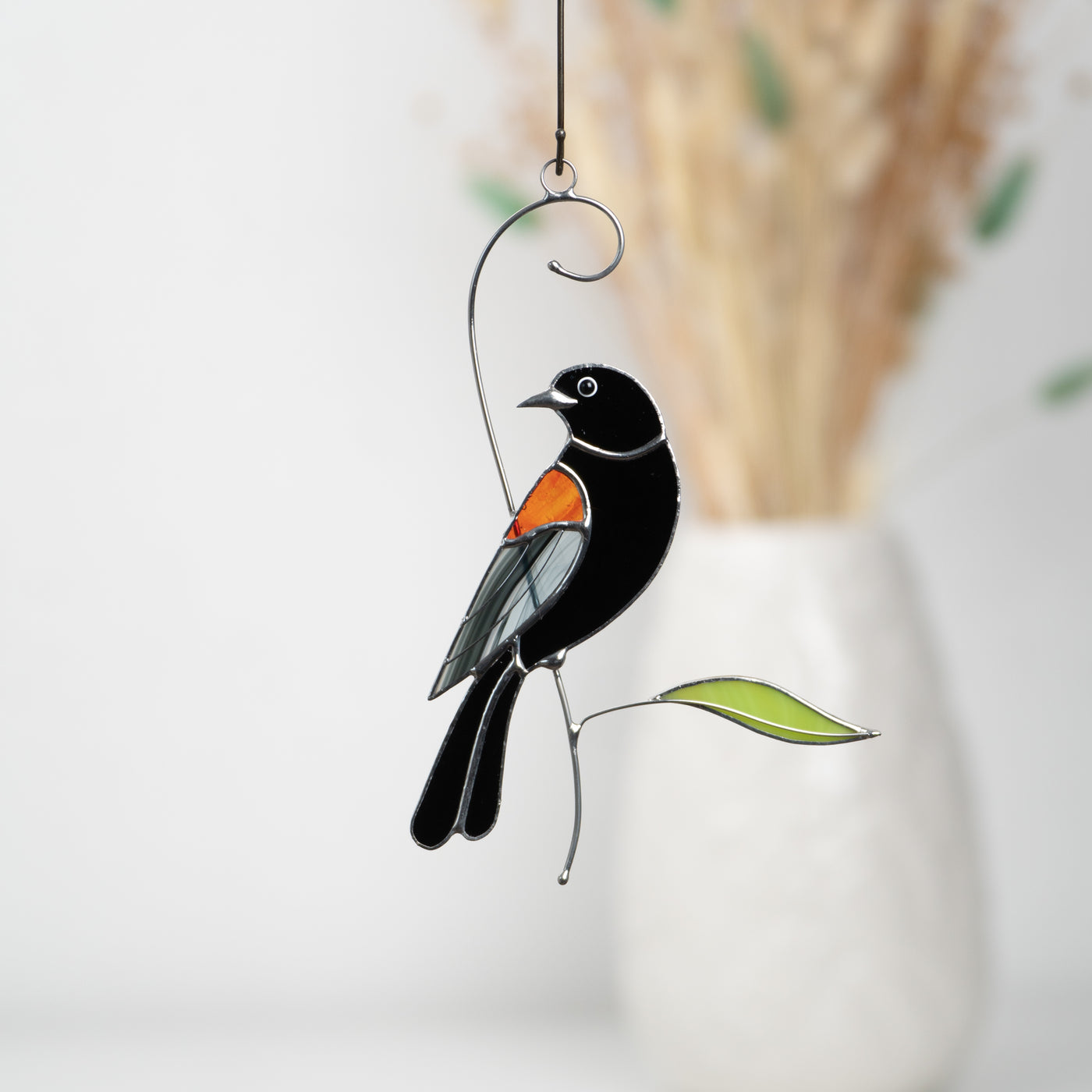 stained glass blackbird suncatcher