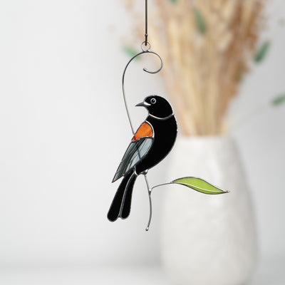 stained glass blackbird suncatcher