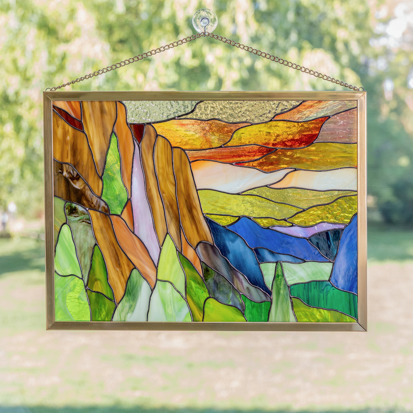 handcrafted glass Yosemite panel