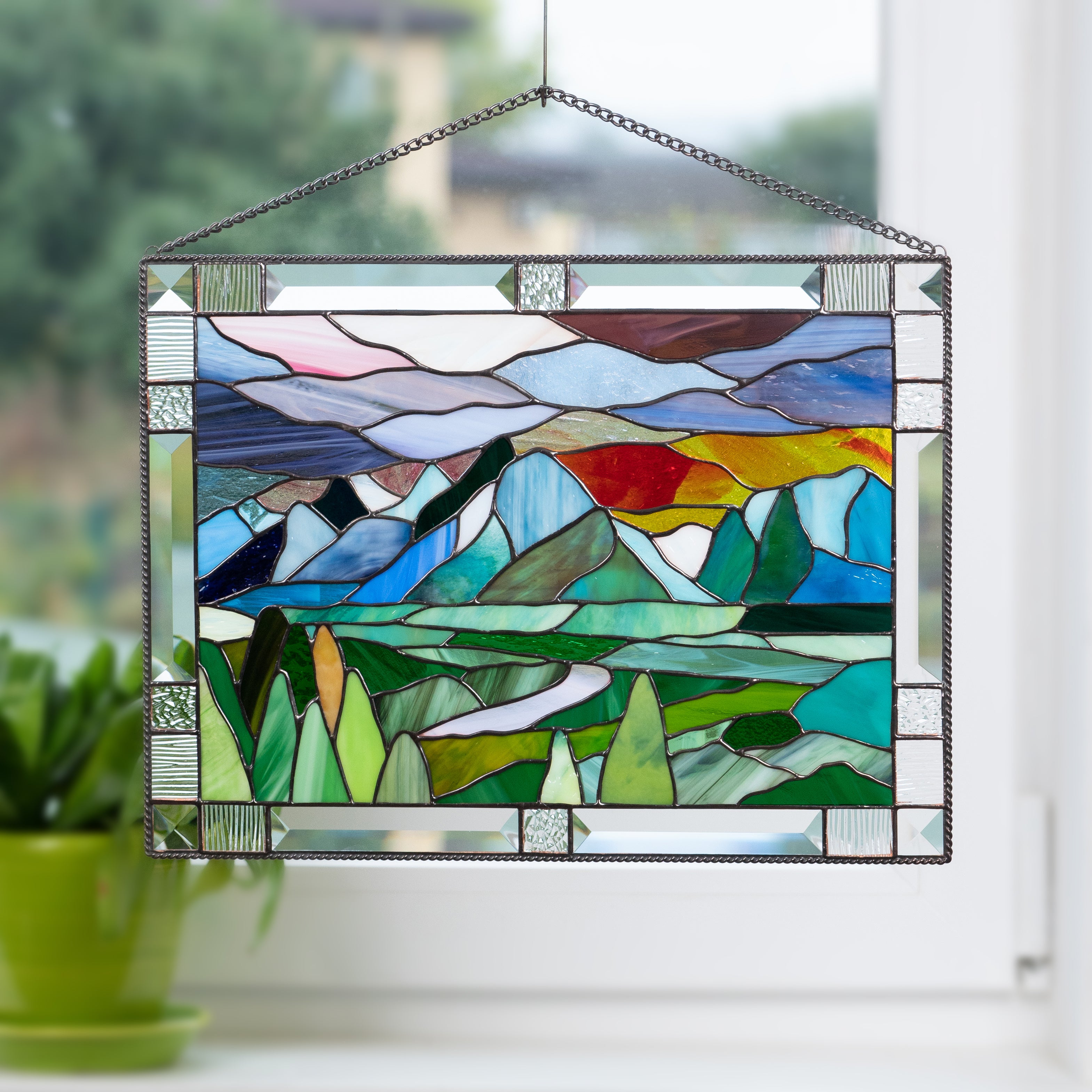 Grand Teton national park stained glass panel for window – Glass Art ...