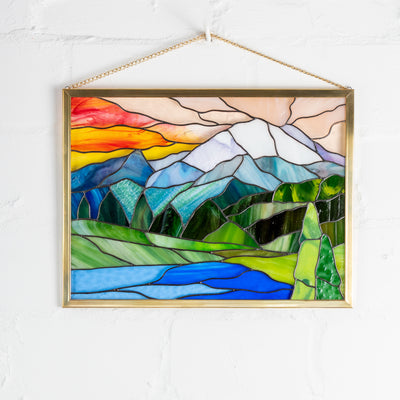 Glacier modern stained glass panel