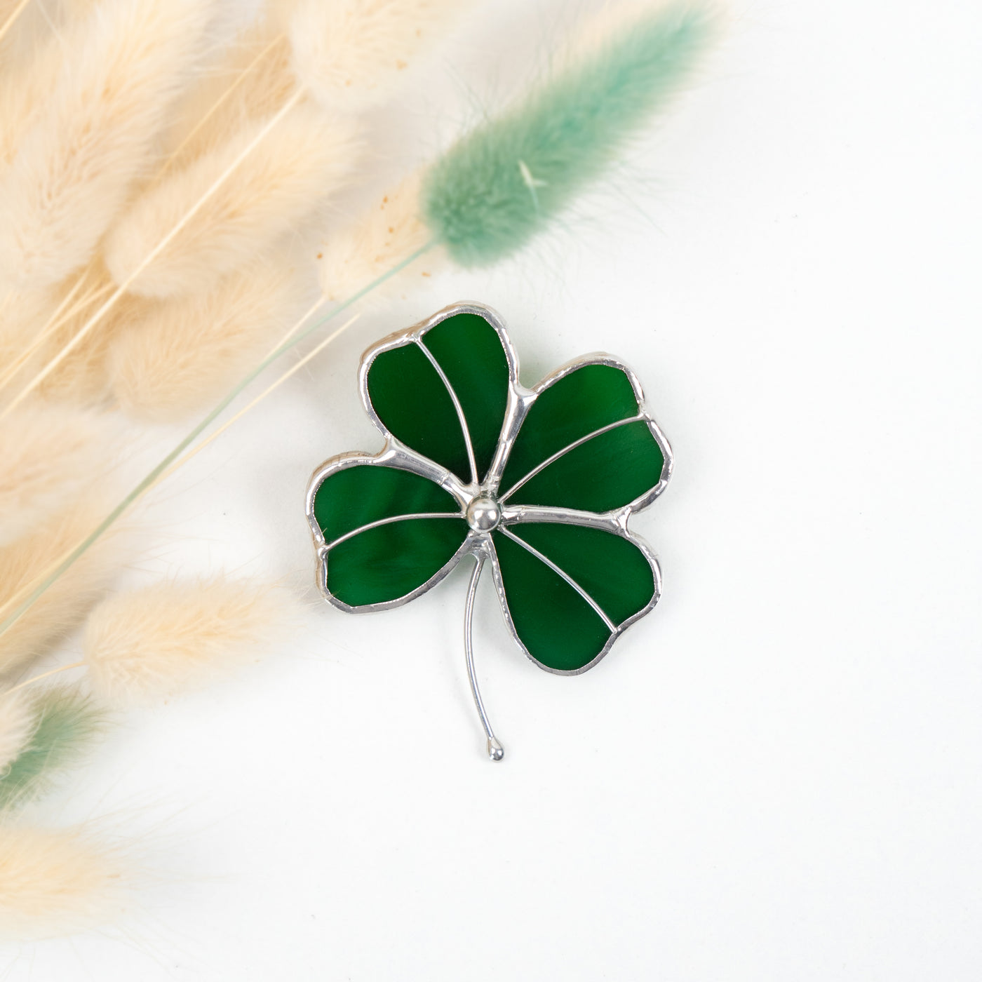 stained glass clover pin