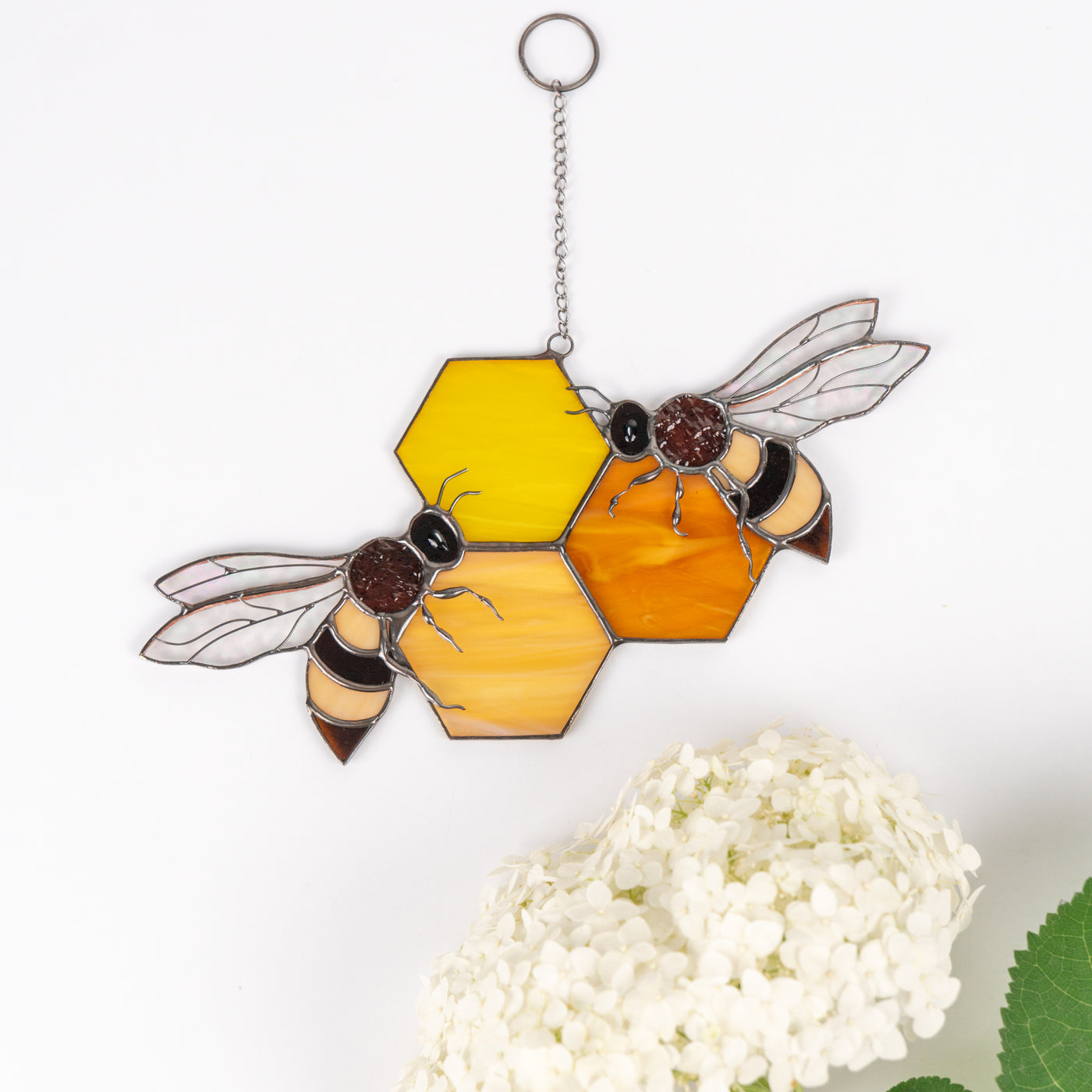 2 Bees With Honeycombs Suncatcher