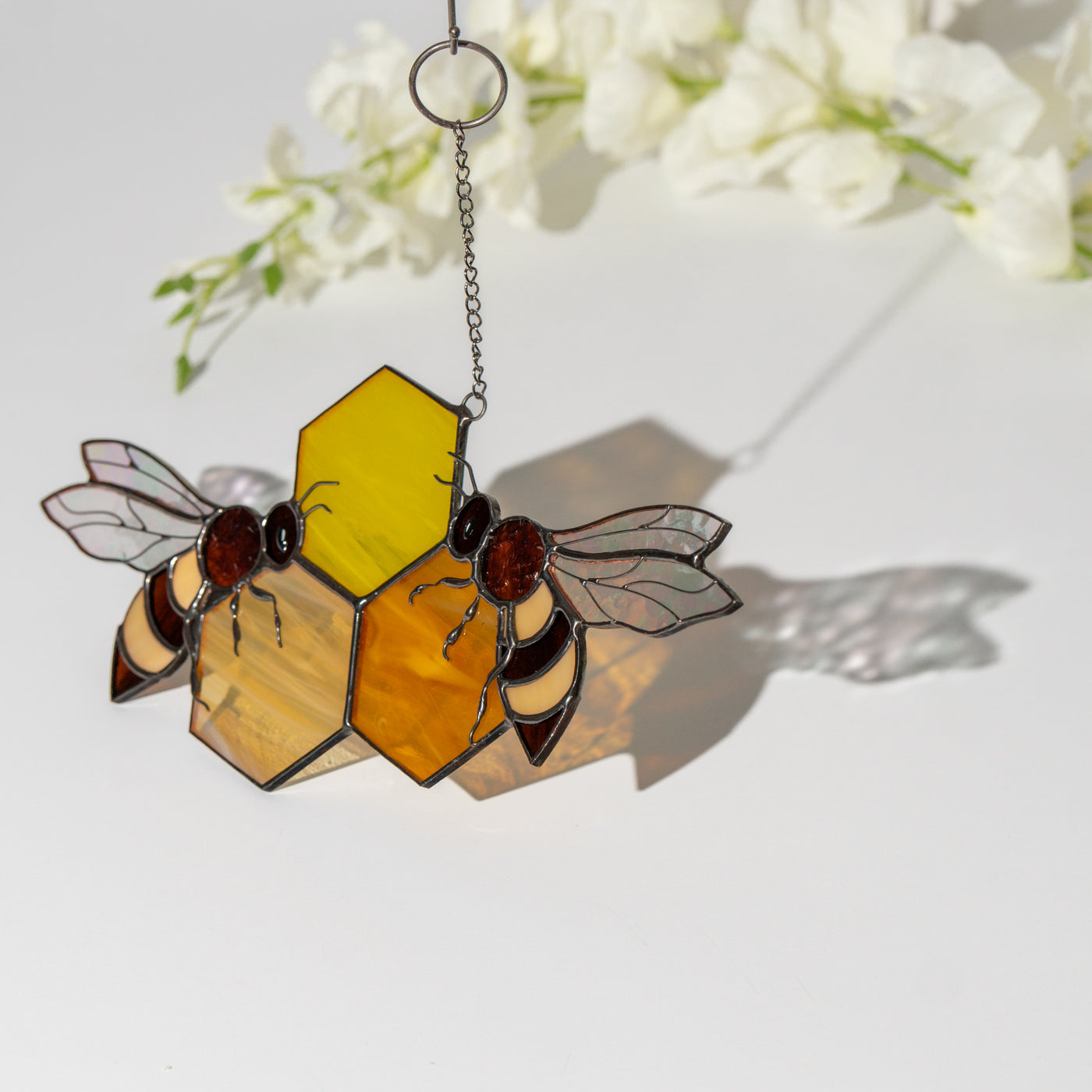 2 Bees With Honeycombs Suncatcher