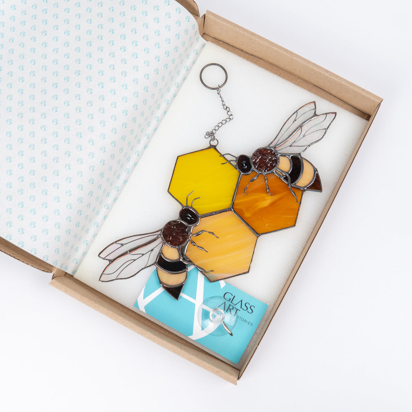 2 Bees With Honeycombs Suncatcher