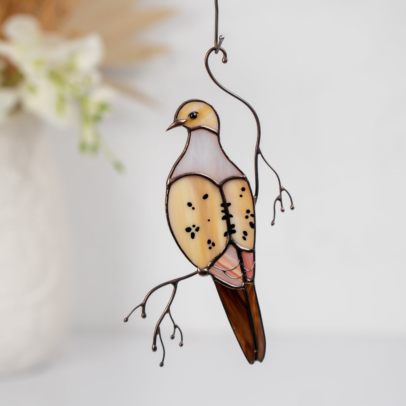 mourning dove stained glass light catcher 